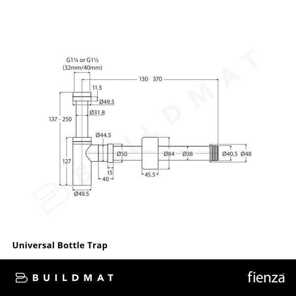 Fienza Universal Bottle Trap Brushed Nickel