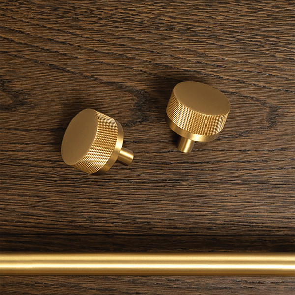 Momo Handles Momo Bellevue Solid Brass Knurled Knob 35mm Brushed Satin Brass