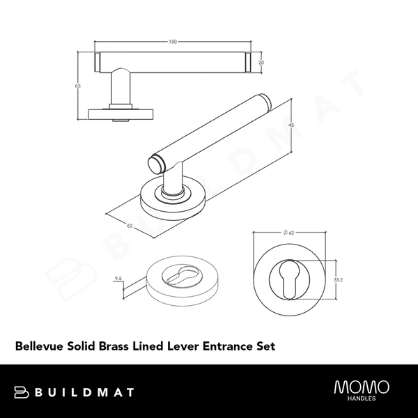 Momo Bellevue Solid Brass Lined Lever Entrance Set Bronze
