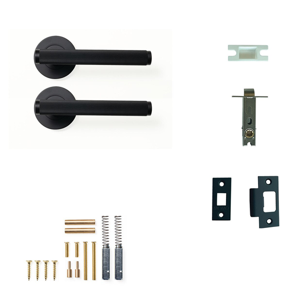 Momo Bellevue Solid Brass Lined Tubular Latch Passage Lever Set in Matte Black