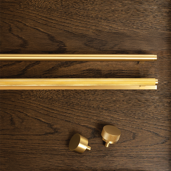 Momo Handles Momo Bellevue Solid Brass Knurled Bar Pull 320mm Brushed Satin Brass