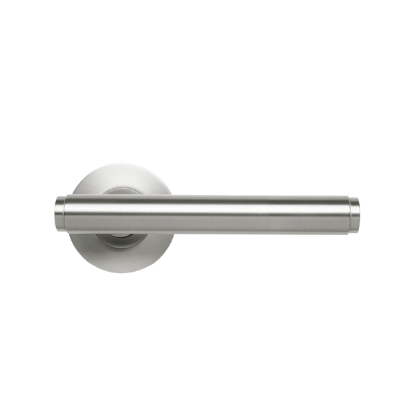 Momo Handles Bellevue Solid Brass Plain Tubular Latch Privacy Lever Set in Dull Brushed Nickel