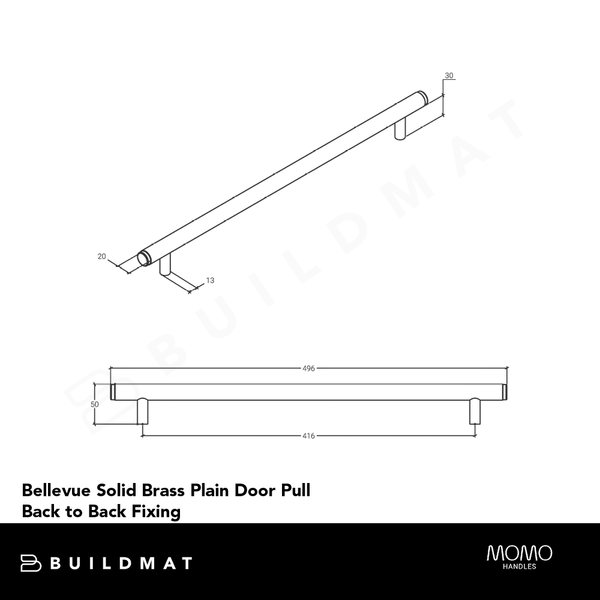 Momo Bellevue Solid Brass Plain Door Pull With Back to Back Fixing In Bronze