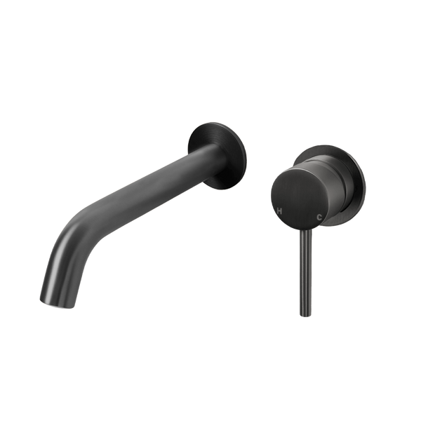 Alma Mira Brushed Gunmetal Wall Mixer and Spout Set