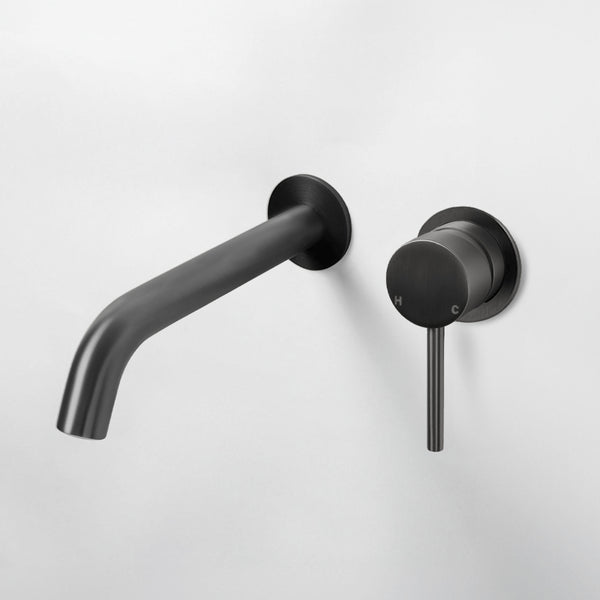 Alma Mira Brushed Gunmetal Wall Mixer and Spout Set