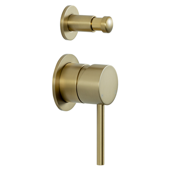 Alma Mira Brushed Brass Gold Wall Mixer with divertor