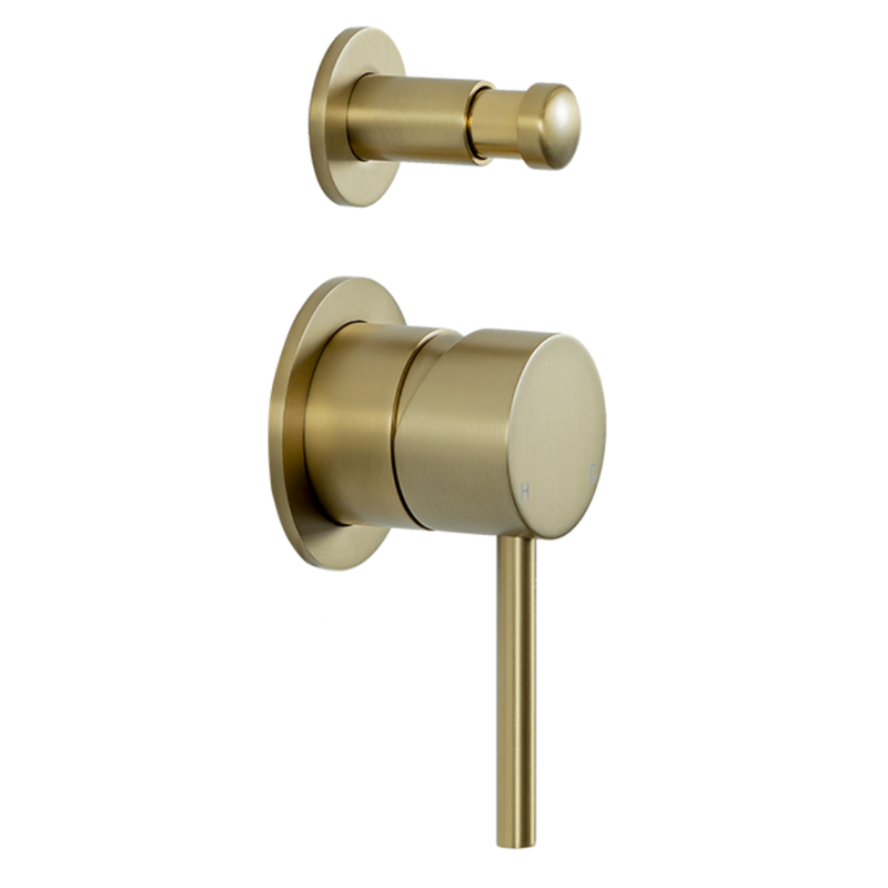 Mira Brushed Brass Gold Wall Mixer with divertor