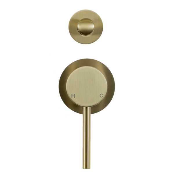 Alma Mira Brushed Brass Gold Wall Mixer with divertor