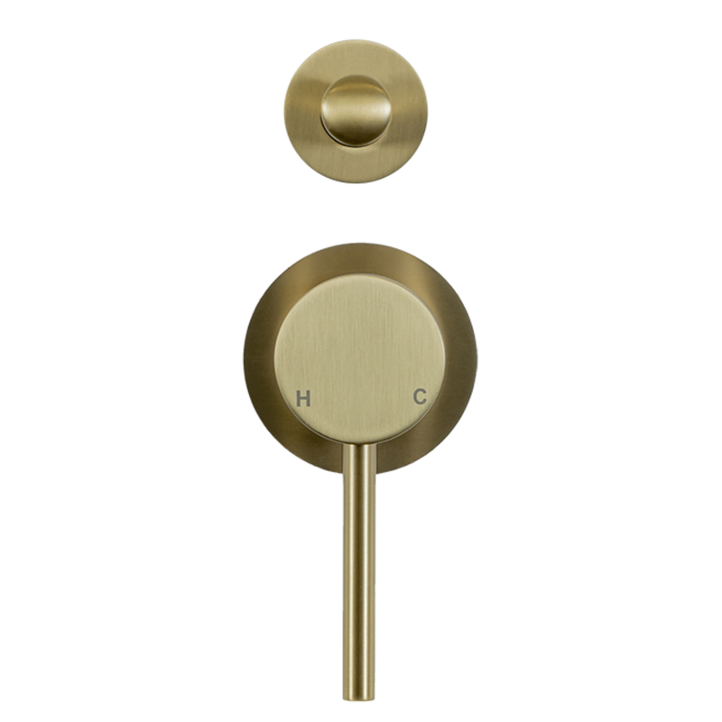 Mira Brushed Brass Gold Wall Mixer with divertor