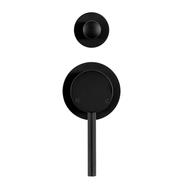 Alma Mira Matte Black Wall Mixer with divertor