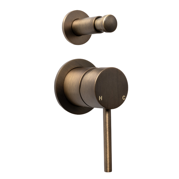 Alma Mira Brushed Vintage Antique Brass Wall Mixer with divertor