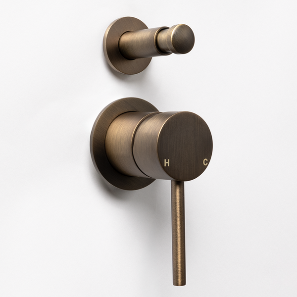 Alma Mira Brushed Vintage Antique Brass Wall Mixer with divertor