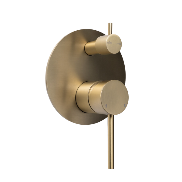 Alma Mira Brushed Brass Gold Wall Mixer Divertor Plate