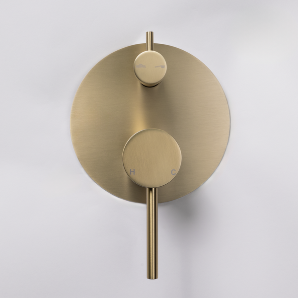 Alma Mira Brushed Brass Gold Wall Mixer Divertor Plate
