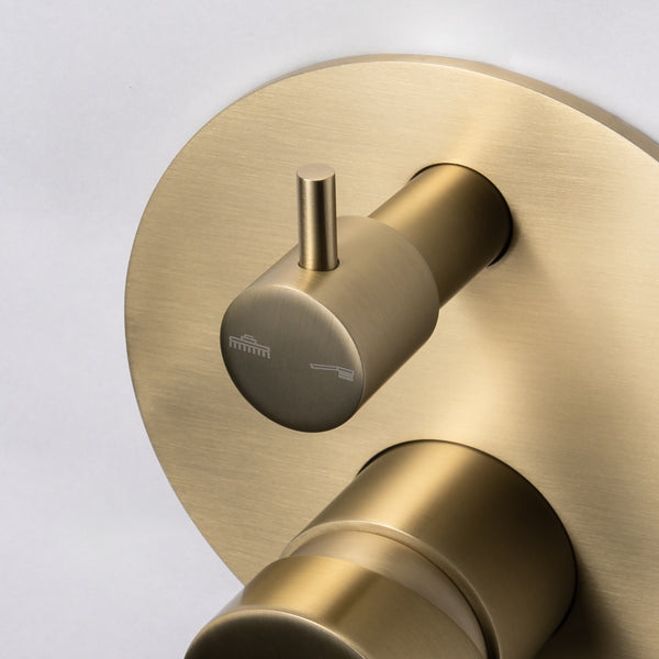 Alma Mira Brushed Brass Gold Wall Mixer Divertor Plate