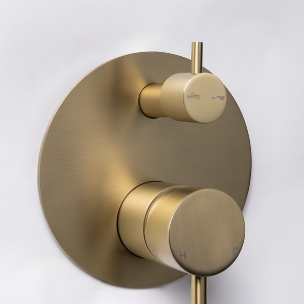 Alma Mira Brushed Brass Gold Wall Mixer Divertor Plate