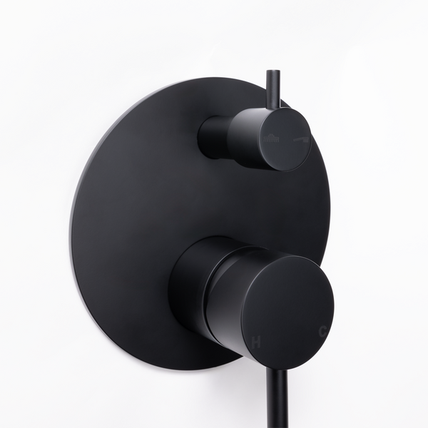 Alma Mira Matte Black Wall Mixer Divertor Plate