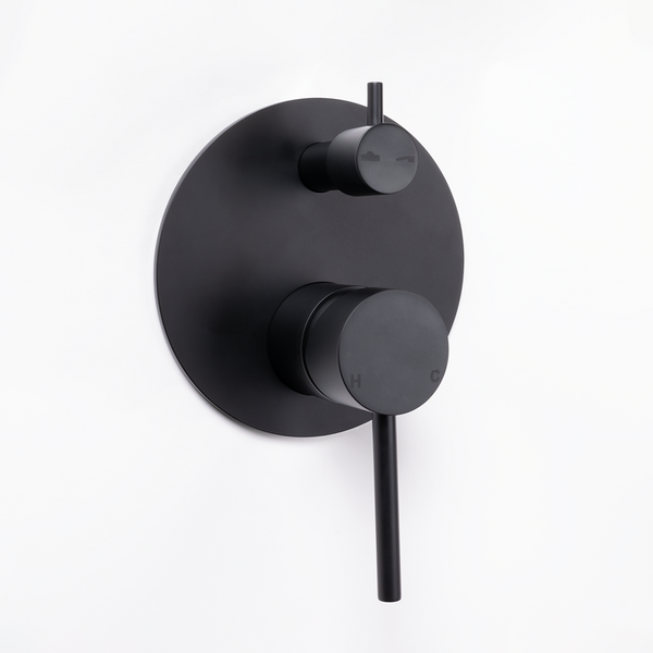 Alma Mira Matte Black Wall Mixer Divertor Plate