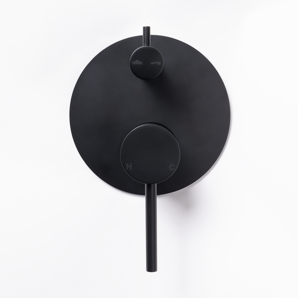 Alma Mira Matte Black Wall Mixer Divertor Plate