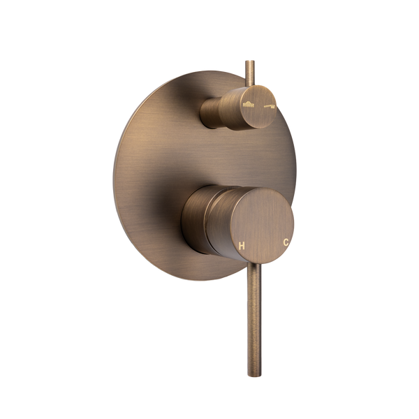 Alma Mira Brushed Vintage Antique Brass Wall Mixer Divertor Plate