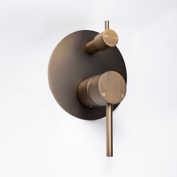 Alma Mira Brushed Vintage Antique Brass Wall Mixer Divertor Plate