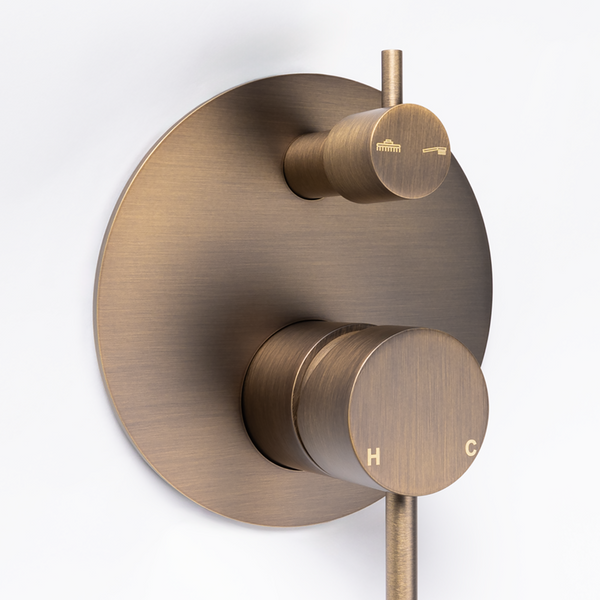 Alma Mira Brushed Vintage Antique Brass Wall Mixer Divertor Plate