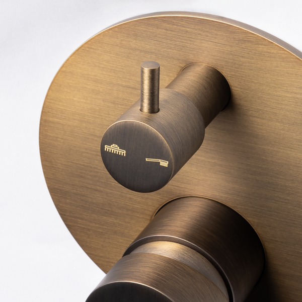 Alma Mira Brushed Vintage Antique Brass Wall Mixer Divertor Plate