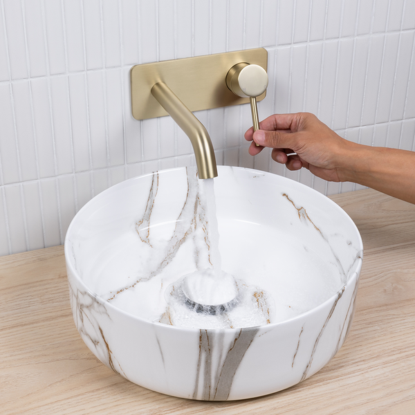 Alma Mira Brushed Brass Gold Wall Mixer and Spout