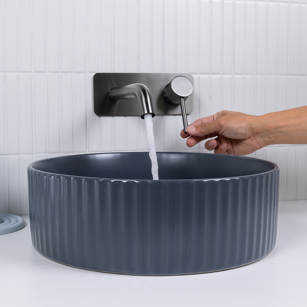 Alma Mira Brushed Gunmetal Wall Mixer and Spout