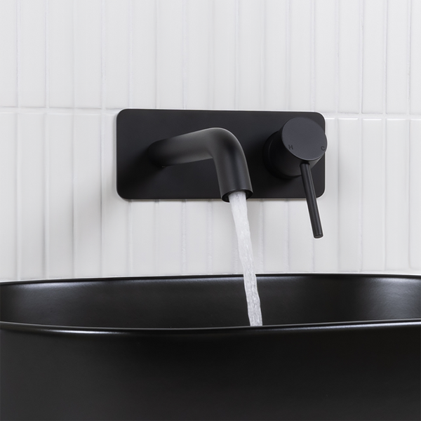 Alma Mira Matte Black Wall Mixer and Spout