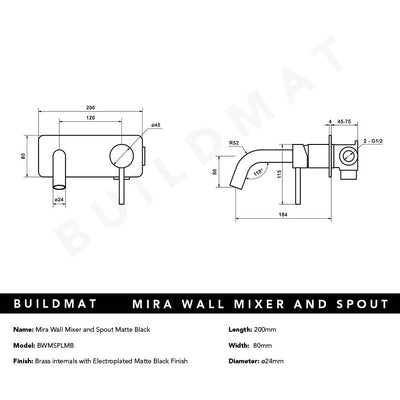 Mira Matte Black Wall Mixer and Spout