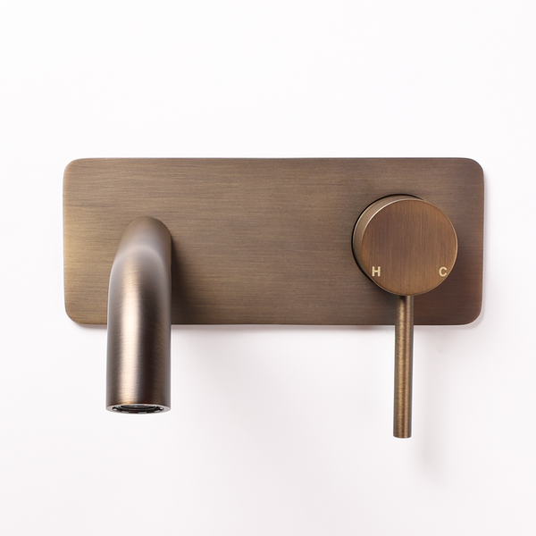 Alma Mira Brushed Vintage Antique Brass Wall Mixer and Spout