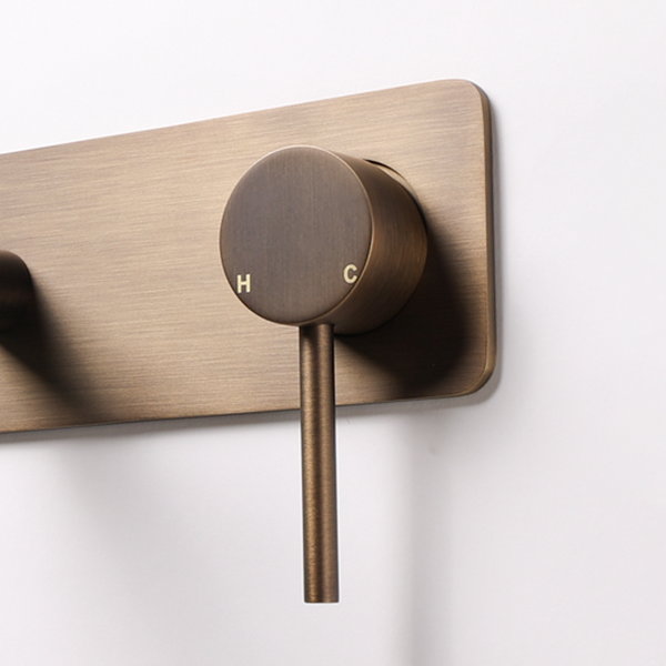 Alma Mira Brushed Vintage Antique Brass Wall Mixer and Spout