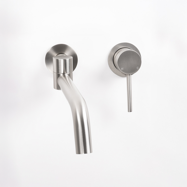 Alma Brushed Nickel Mira Wall Mixer and Swivel Spout Set