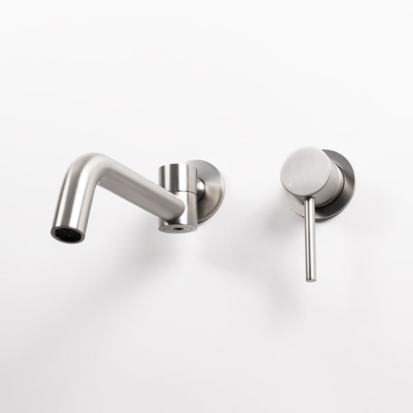 Alma Brushed Nickel Mira Wall Mixer and Swivel Spout Set