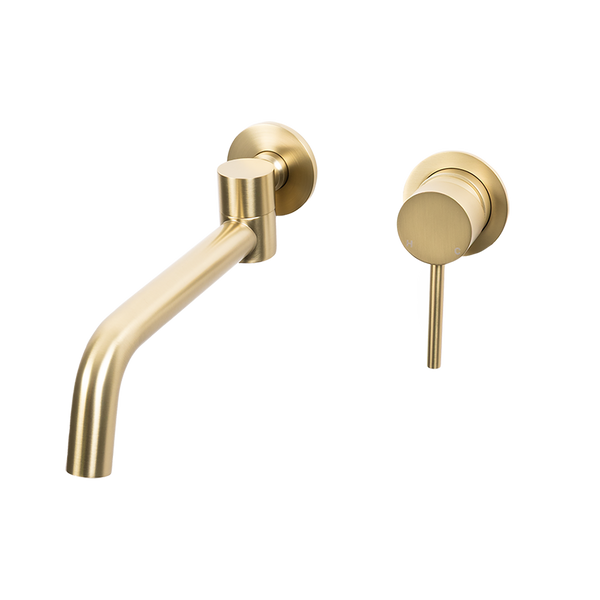 Alma Brushed Brass Gold Mira Wall Mixer and Swivel Spout Set