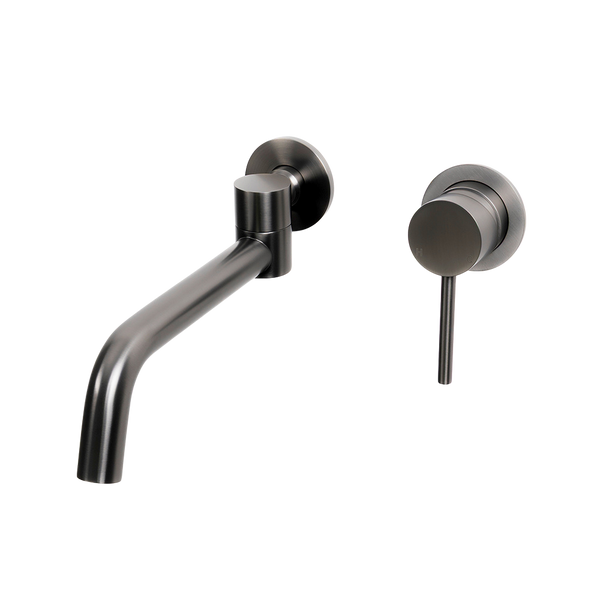 Alma Brushed Gunmetal Mira Wall Mixer and Swivel Spout Set