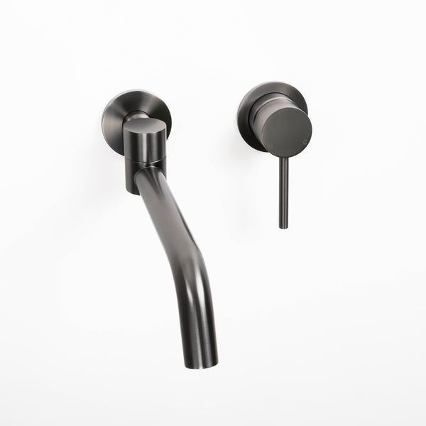 Alma Brushed Gunmetal Mira Wall Mixer and Swivel Spout Set