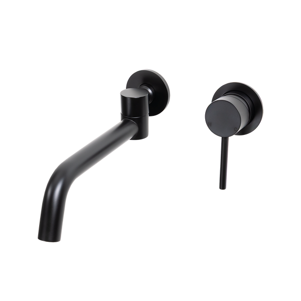 Alma Matte Black Mira Wall Mixer and Swivel Spout Set