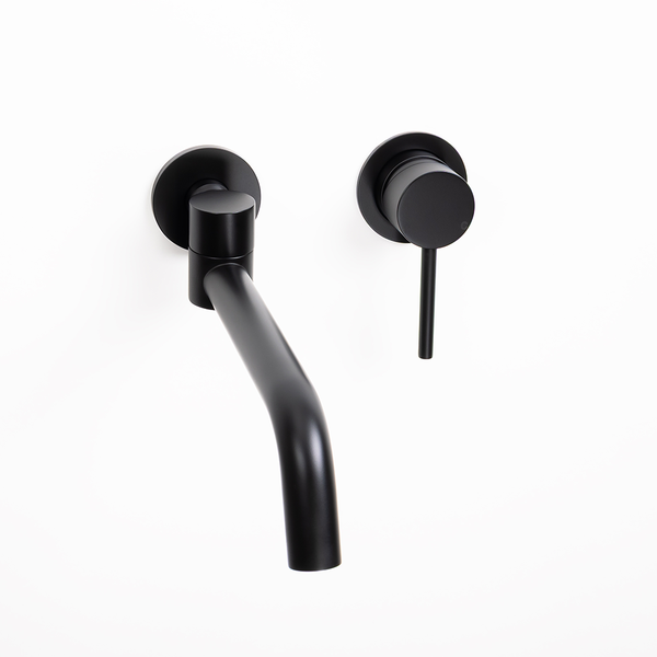 Alma Matte Black Mira Wall Mixer and Swivel Spout Set