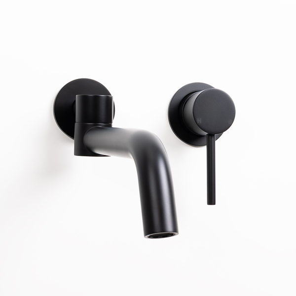 Alma Matte Black Mira Wall Mixer and Swivel Spout Set