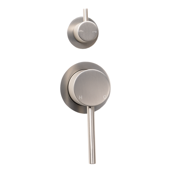 Alma Mira Brushed Nickel Wall Mixer with Turn Divertor