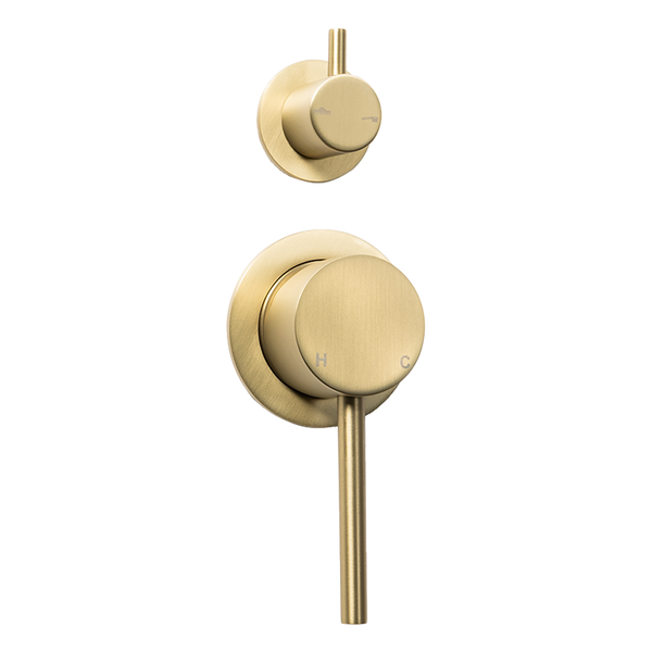 Alma Mira Brushed Brass Gold Wall Mixer with Turn Divertor
