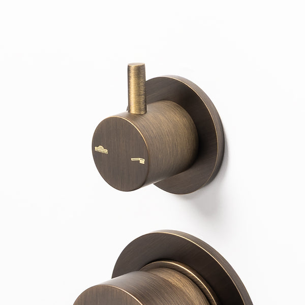 Alma Mira Brushed Vintage Antique Brass Wall Mixer with Turn Divertor