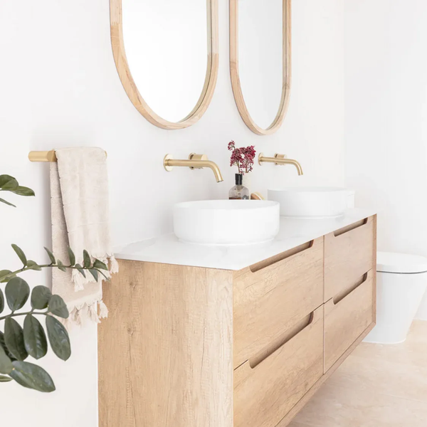 Otti Byron 1200mm Natural Oak Wall Hung Vanity Double Bowl