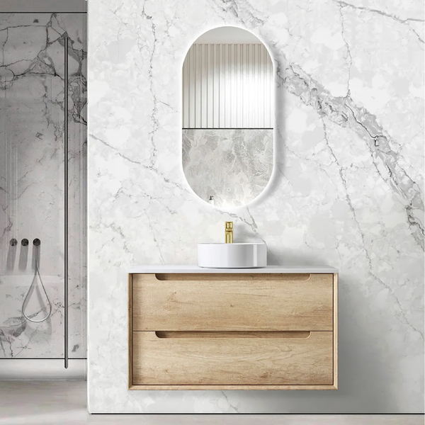 Otti Byron 900mm Natural Oak Wall Hung Vanity