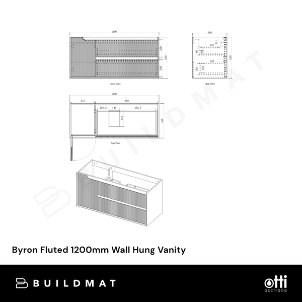 Otti Byron Fluted 1200mm Woodland Oak Wall Hung Vanity