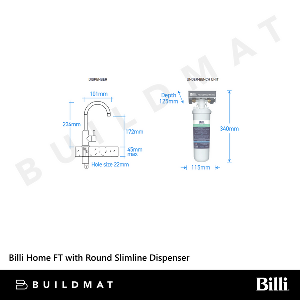 Billi Home FT with Round Slimline Dispenser Gunmetal Grey