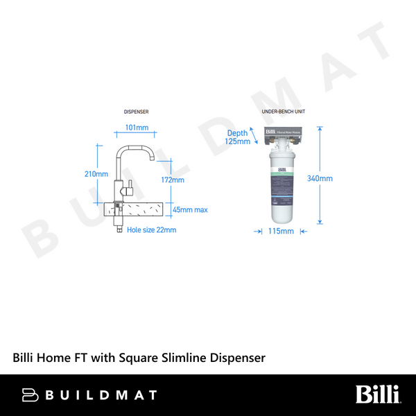 Billi Home FT with Square Slimline Dispenser Urban Brass