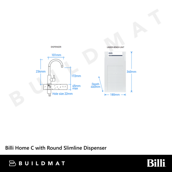 Billi Home C with Round Slimline Dispenser Gunmetal Grey